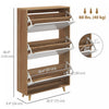 HOMCOM Narrow Shoe Cabinet with 3 Flip Doors and Adjustable Shelves, White