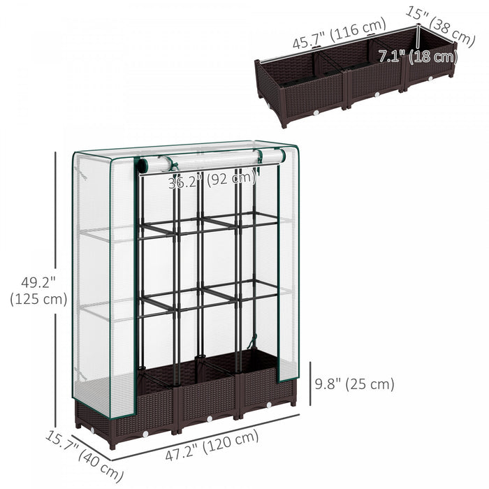 Outsunny Lit De Jardin Sureleve Avec Treillis, Jardiniere Avec Housse En Pe