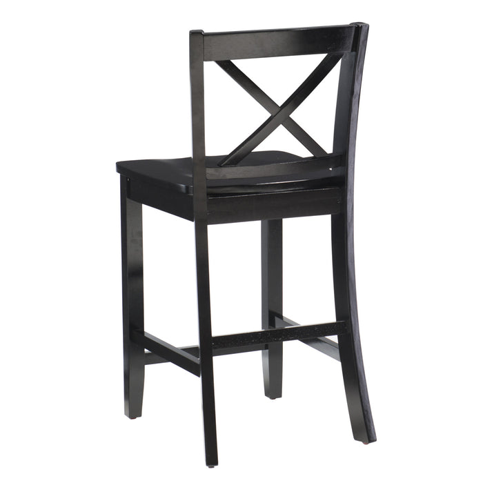 Tabouret Torino de hauteur comptoir avec dossier en X - noir