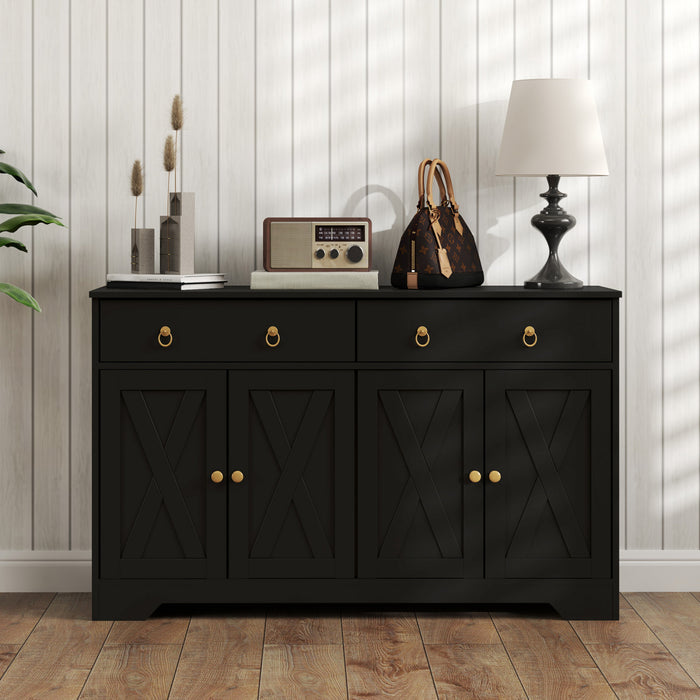 HOMCOM Buffet, armoire bar a cafe, etagere reglable, noir