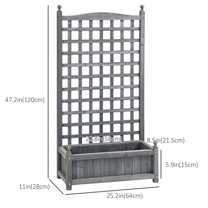 Outsunny Lit De Jardin Sureleve Outsunny Avec Jardiniere En Bois De Treillis, Gris