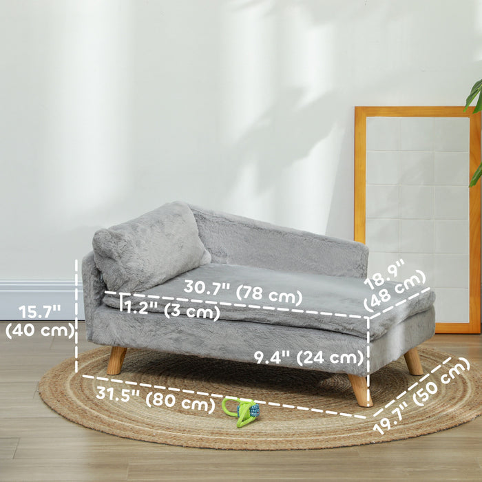 Pawhut Canape Pour Chien, Canape Pour Chiens Et Chats De Taille Moyenne, Avec Coussin, Housse Amovible Et Lavable, Coussinets Antiderapants, Charge De 110 Lb, Gris Clair