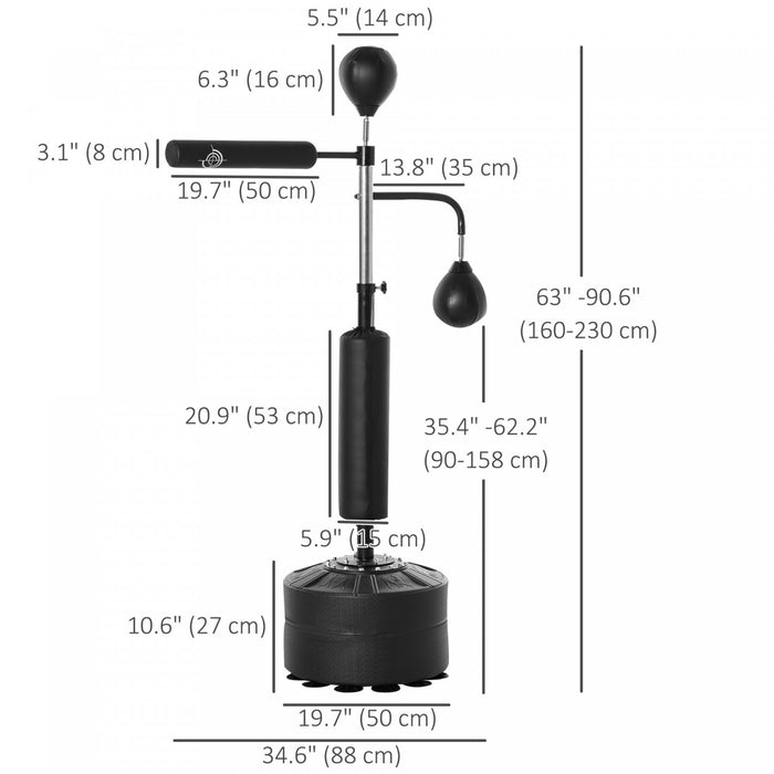 Sac De Frappe Soozier Avec 2 Balles De Vitesse, Barre Reflexe A 360°, Noir