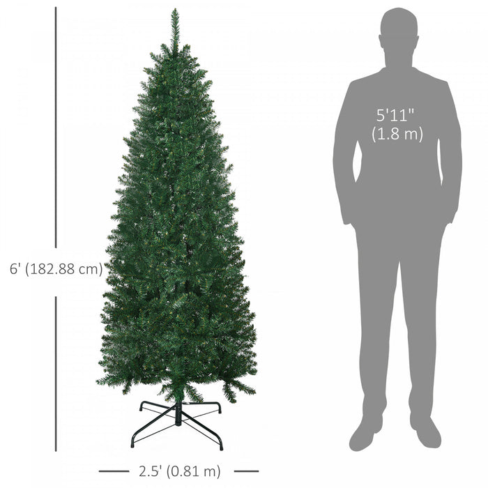 HOMCOM Arbre de Noel artificiel 6pi, arbre de Noel avec 583 branches, vert