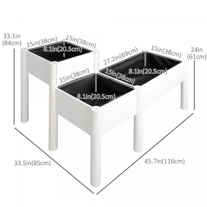Outsunny Jardinieres Sur Pieds 3 Lits De Culture De Jardin Sureleves Avec Tissu Non Tisse Support De Plante Pour Legumes Herbes Et Fleurs Exterieur Bois De Sapin 46'' X 34'' X 33''