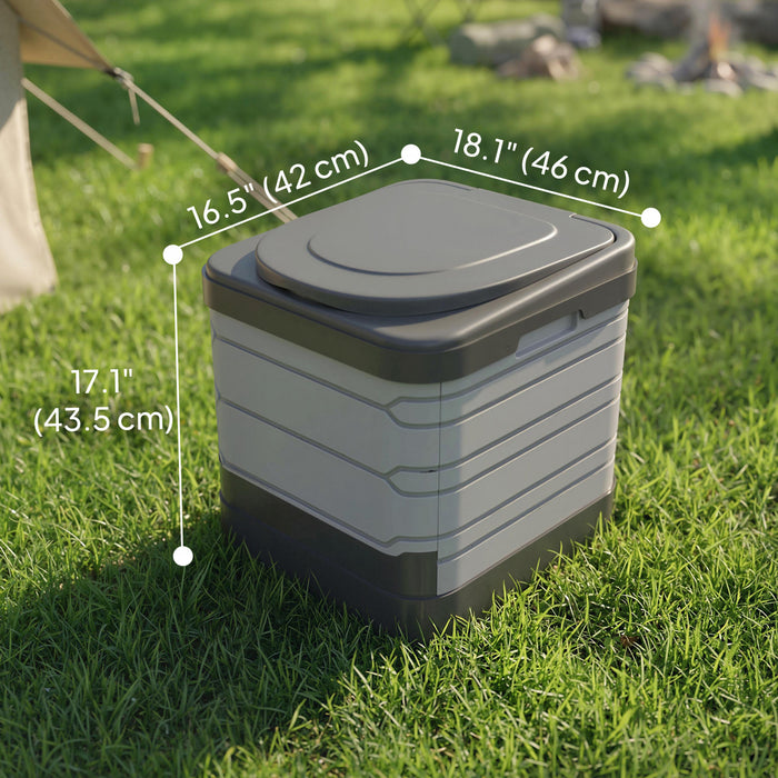 Toilette portable Outsunny pliable pour adultes, gris