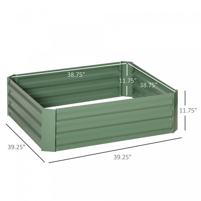 Outsunny 39 '' X 39 '' X 12 '' Ensemble De 2 Lits De Jardin Sureleves, Jardiniere Surelevee Avec Cadre En Acier Galvanise Pour Faire Pousser Des Fleurs, Des Herbes, Des Plantes Grasses, Vert