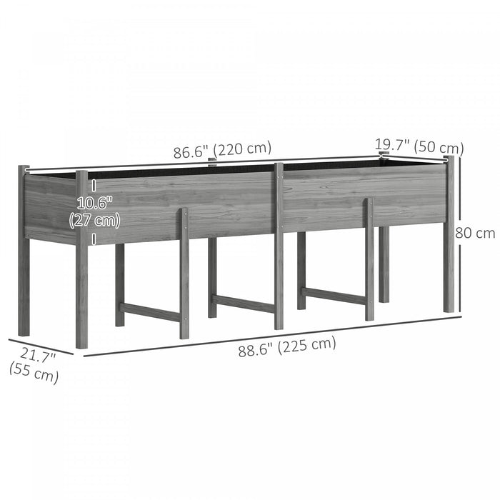 Outsunny Grande jardiniere en bois sur pieds avec trous de drainage, gris