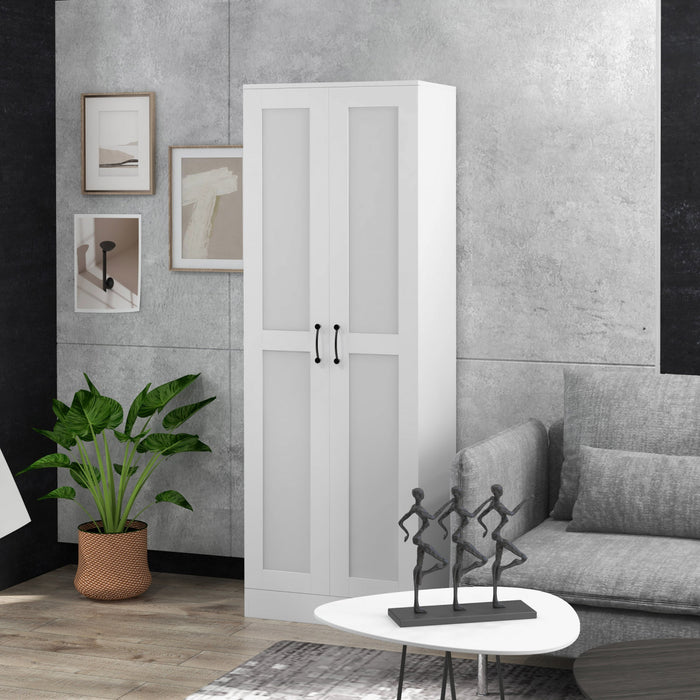 HOMCOM Armoire de rangement avec etageres, placard de garde-manger, blanc