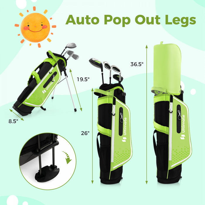 Ultimate Kids Golf Practice Set Junior Complete Golf Club Set Pour Enfants Ages De 8 A 10 Ans Vert