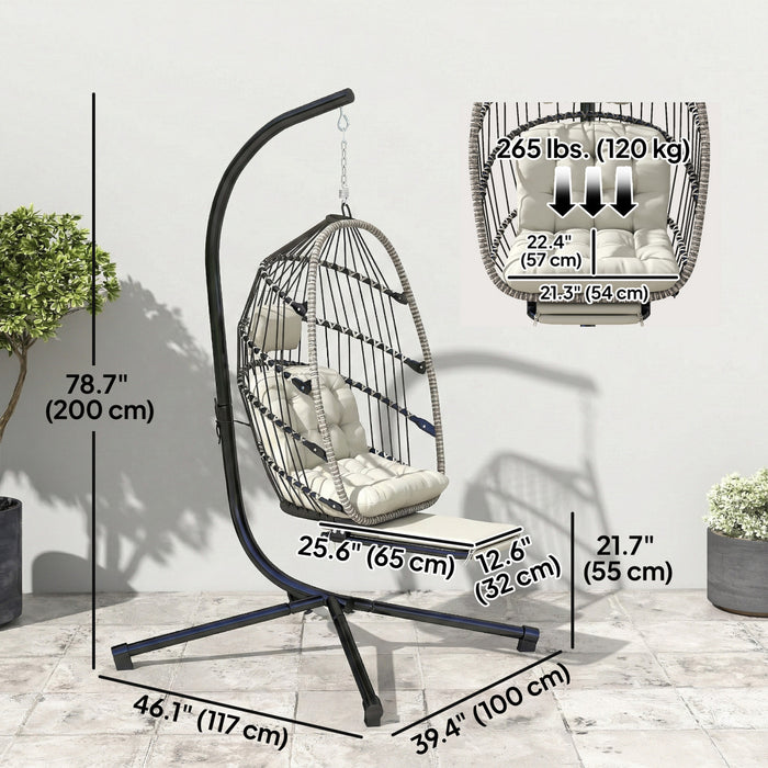 Fauteuil œuf suspendu Outsunny avec repose-pieds retractable, gris clair