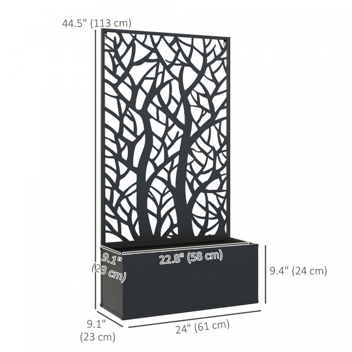 Outsunny Lit de jardin sureleve avec panneau d'intimite jardiniere en metal
