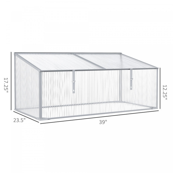 Outsunny Serre Exterieure Et Interieure Outsunny De 39''x23,5''x17,25'' Pour Plantes Plus Grande Piece Avec Panneau Solaire Reglable, Cadre Froid