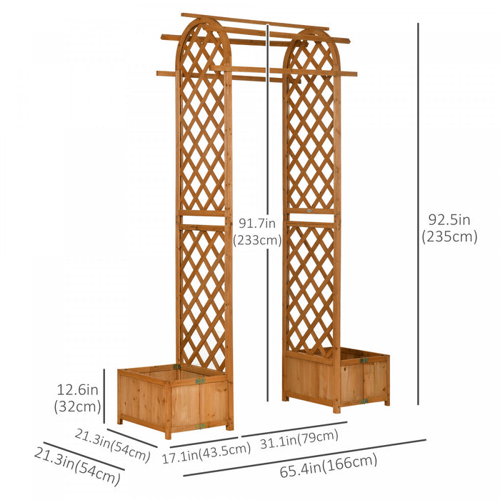 Outsunny Arche De Jardin Bacs A Plantes Arche De Treillis En Bois Brun