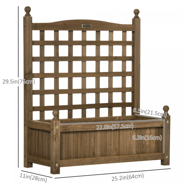 Outsunny Lit De Jardin Sureleve Avec Treillis Pour Vignes Grimpantes, Jardiniere En Bois Pour Jardin, Parterre De Fleurs Sur Pied, Presentoir Interieur Et Exterieur, 25,2\" X 11\" X 29,5\", Cafe