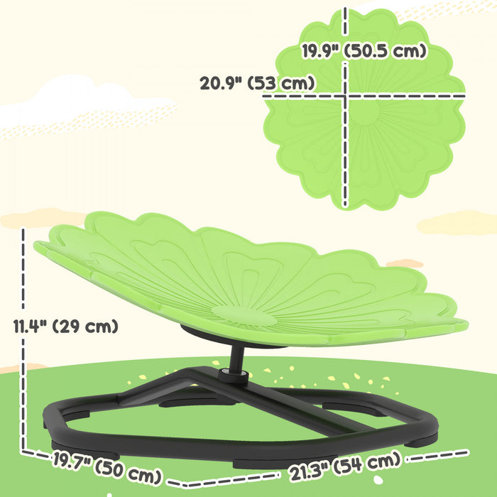 Qaba Chaise pivotante pour enfants, chaise sensorielle en forme de fleur pour l'entrainement de la coordination, tabouret oscillant antiderapant pour enfants de 3 a 6 ans, vert