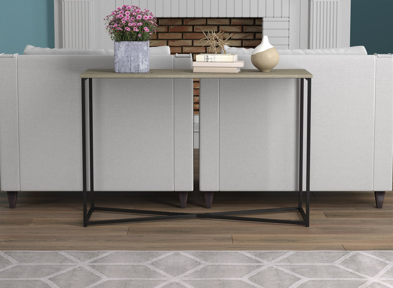 Console de 44 po - taupe foncé avec base en métal noir