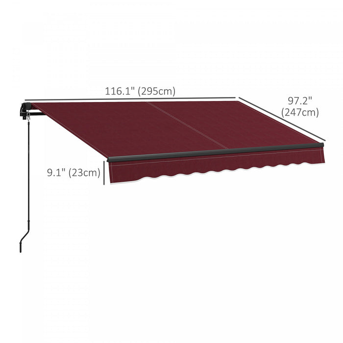 Outsunny 10' X 8' Auvent Retractable, Abri Pare-soleil, Rouge Vin