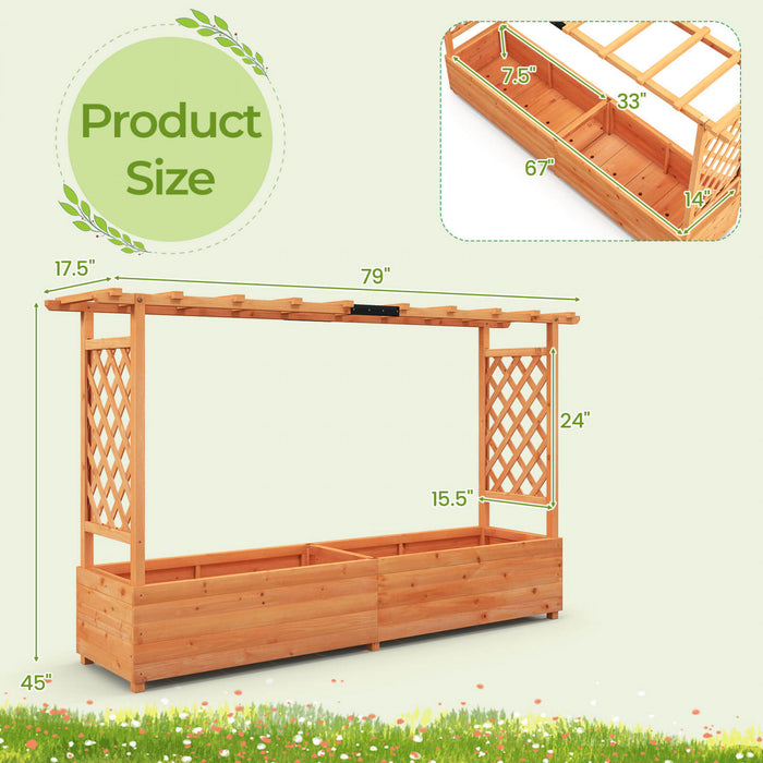 Costway 1 Pcs Lit De Jardin Eleve Avec Trellis Toit Suspendu Planter Boite Trous De Drainage Pour Patio