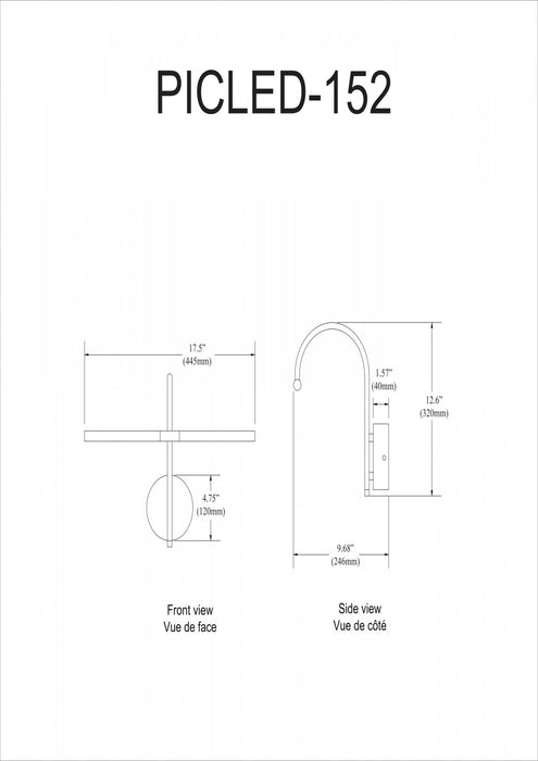 Lampe pour affichage d’image de Dainolite avec fini chromé poli et ampoule à DEL de 6 W