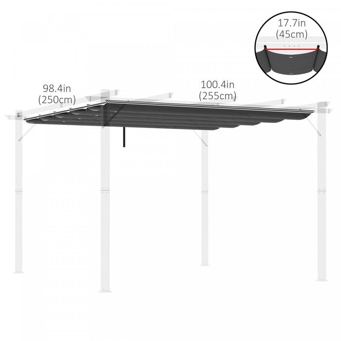 Outsunny Auvent De Pergola De Remplacement Retractable Pour Pergola De 9.8' X 9.8', Remplacement De La Couverture De Pergola, Gris Fonce