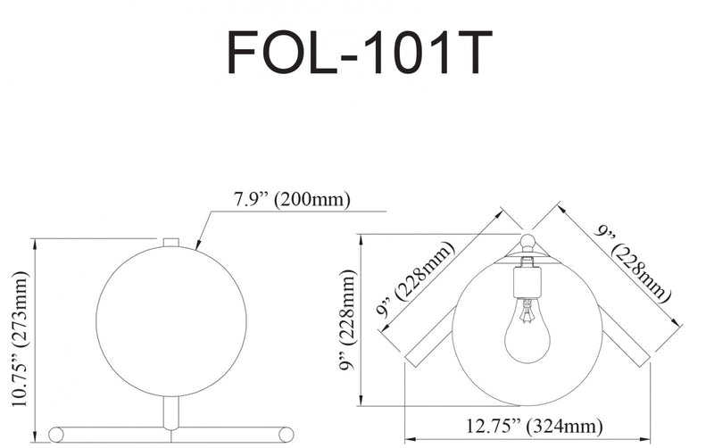 Lampe de table Folgar de Dainolite en verre blanc opale, avec fini noir mat et 1 ampoule
