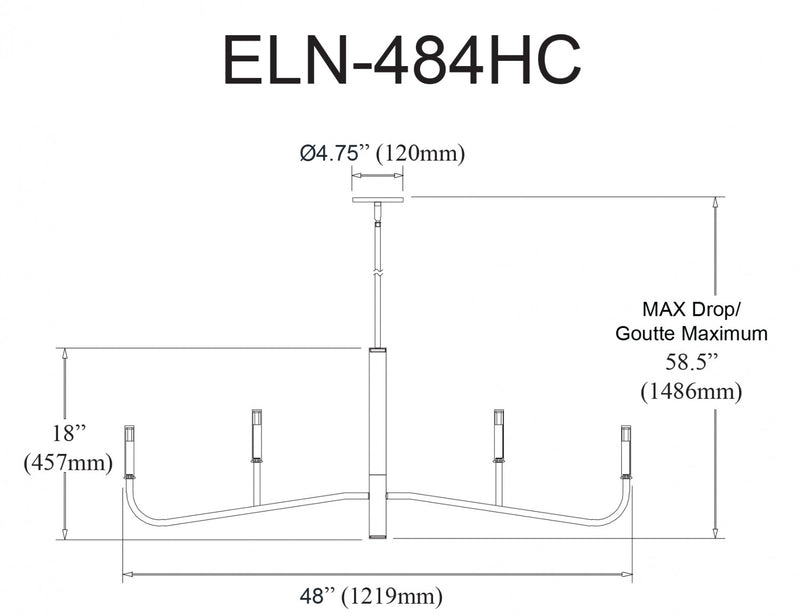 Lustre horizontal Eleanor de Dainolite avec fini laiton vieilli et 4 ampoules