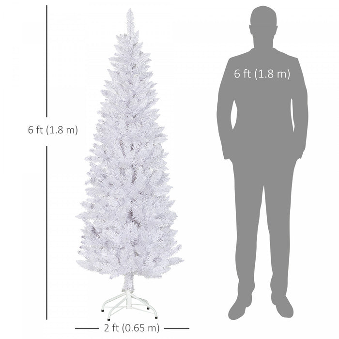 Homcom Arbre De Noel Artificiel De 6pi De Haut Avec Base En Acier, Blanc