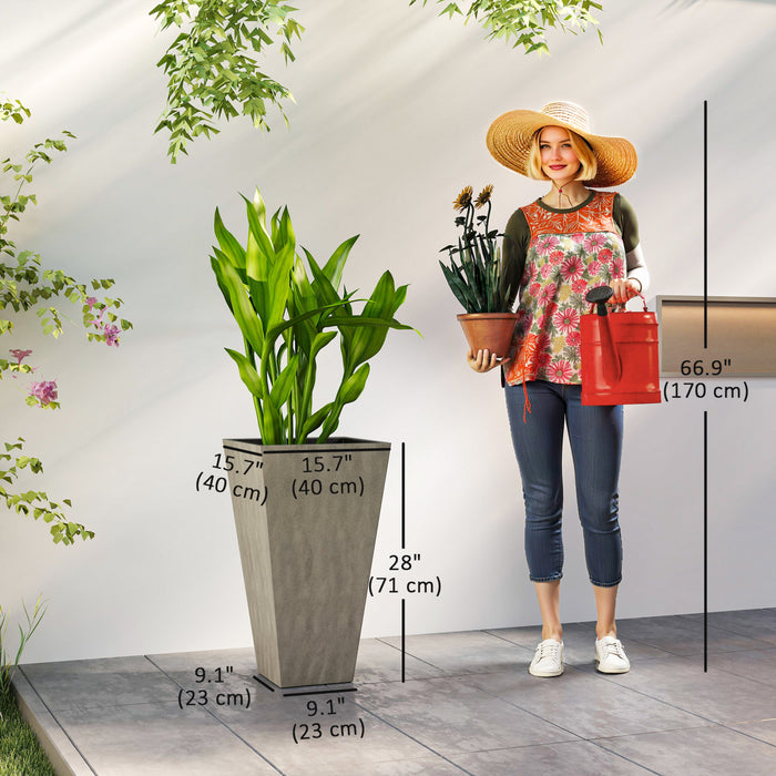Outsunny Pots de fleurs en plastique de 28\", lot de 3 pots de fleur, gris
