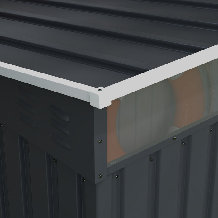 Outsunny 6.5' X 4' Remise De Stockage Exterieur Avec Fondation Au Sol, Organisateur De Stockage D'outils De Jardin En Metal Verrouillable Avec Portes Coulissantes Et Events, Pelouse, Gris Charbon