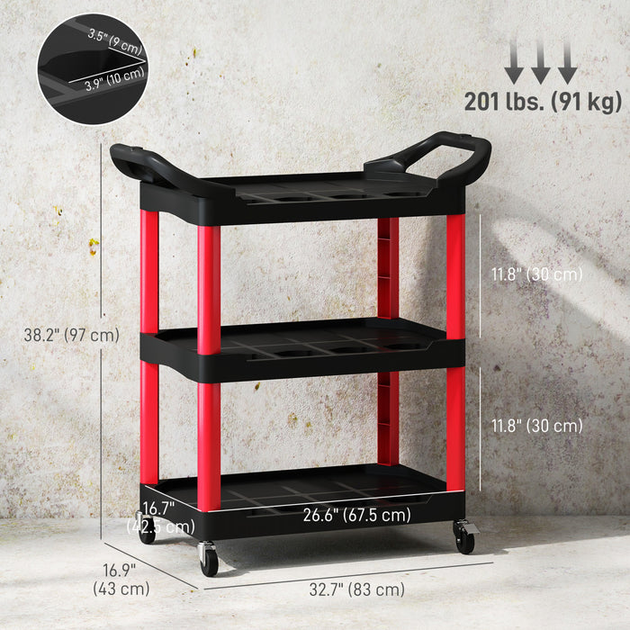 Homcom Chariot A Outils Roulant A 3 Niveaux, Chariot Utilitaire, Noir