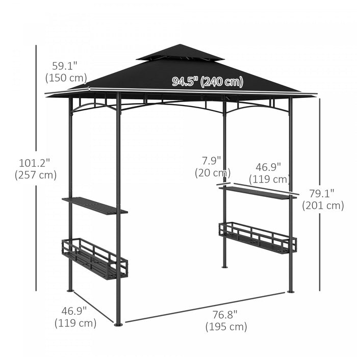 Outsunny Tente De Barbecue 8' X 5', A 2 Niveaux, Gris Fonce