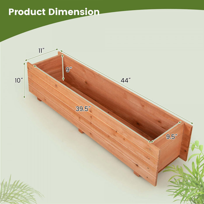Boite De Planteur Rectangulaire En Bois De Lit De Jardin Eleve Costway Avec 2 Trous De Drainage En Exterieur