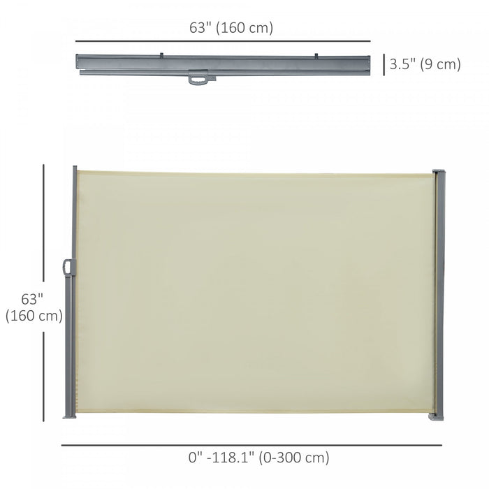 Outsunny Auvent Lateral Retractable Double Paravent De Terrasse Blanc Creme