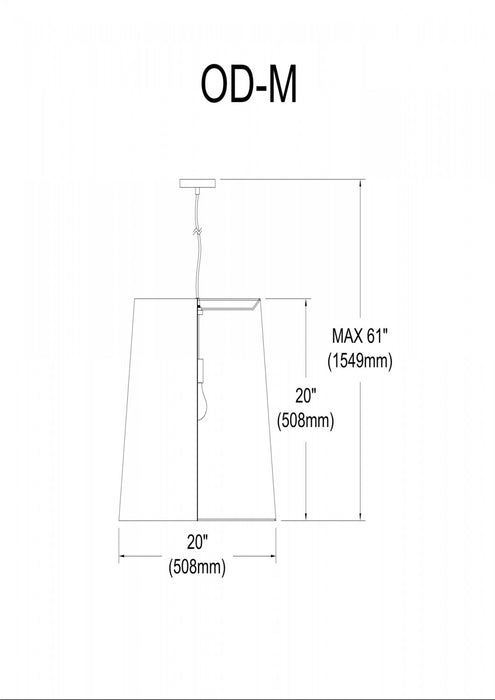 Luminaire suspendu moyen de Dainolite avec très grand abat-jour cylindrique blanc et 1 ampoule