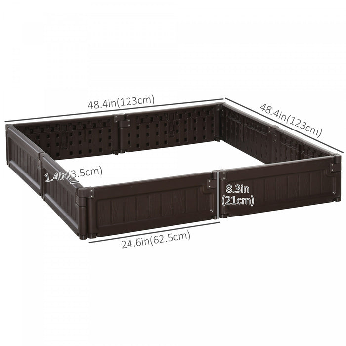 Kit De Lit De Jardin Sureleve Outsunny 121.9 X 122.7 Cm Jardiniere Hors Sol Pour Fleurs Herbes Legumes Exterieur Jardin Arriere-cour Avec Assemblage Facile Marron (en Anglais Seulement)