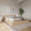Kanso Low Platform Bed Set King Bed | Kanso Lit a Plateforme Basse avec Tete de Lit