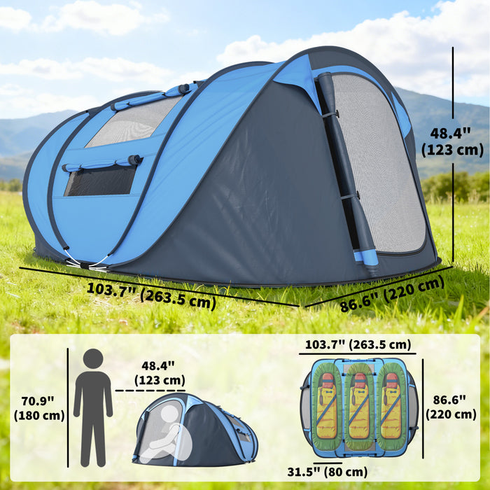 Outsunny Tente de Camping 4 Personnes, Tente Pop-up Automatique avec Sac de Transport et Portes
