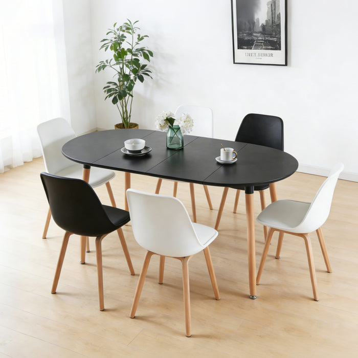 Table a manger gain de place Noah avec rallonge, couleur noire