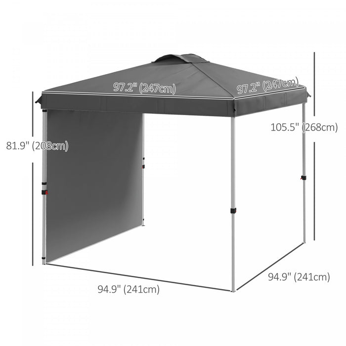 Outsunny Tente Escamotable Reglable 8x8' Avec 1 Paroi Laterale, Gris Fonce