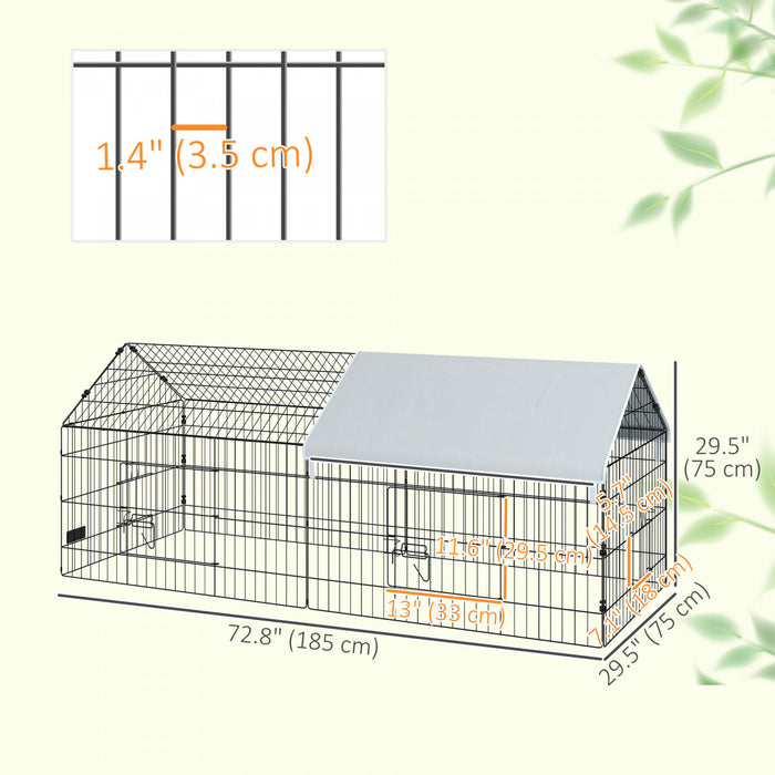 Cage exterieure pour petits animaux avec toit, argent