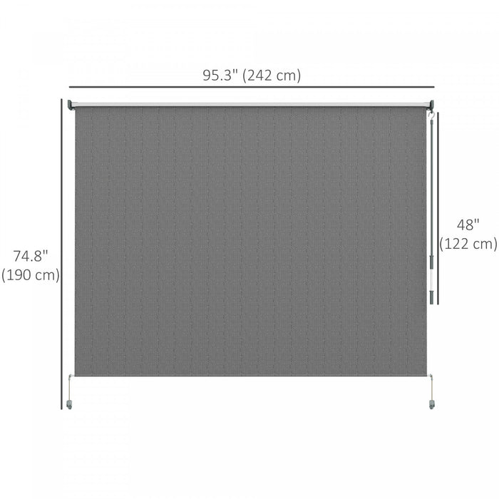 Outsunny Store Enrouleur Exterieur, Store De Porte Patio 8'x6', Gris Fonce