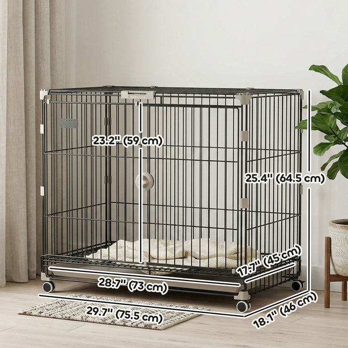 Cage pour Chien sur Roulettes, 75 cm, Metal