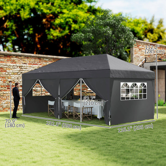 Outsunny Tente Exterieure Facile A Plier Gazebo De Fete 10'x20', Noir