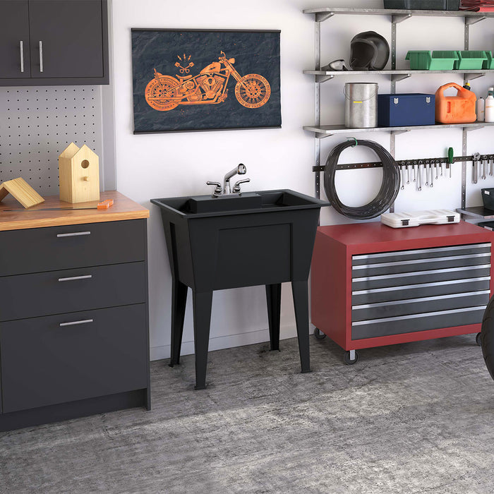 Armoire d’appoint Tewel avec cuve pour la buanderie - noire