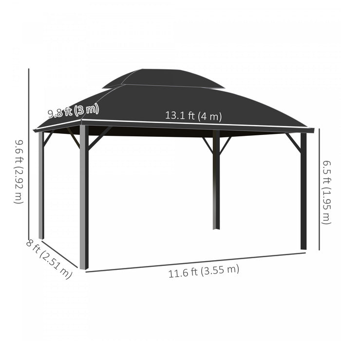 Outsunny Tonnelle De Patio 13' X 10', Tonnelle A Double Toit, Noir