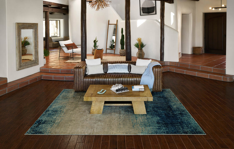 Tapis Contemporain Sable 5'1\" x 7'7\" en Bleu