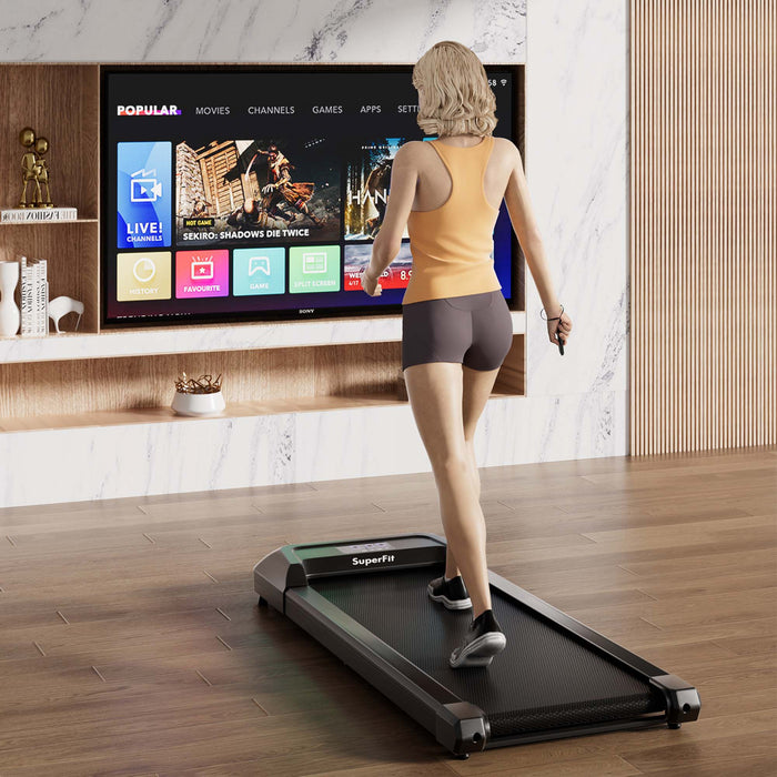 Superfit 0.6-3.8mph Tapis De Marche Sous Tapis Roulant De Bureau Avec Telecommande Et Ecran Led Noir