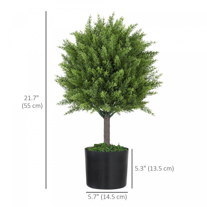 HOMCOM Lot de 2 plantes artificielles decoratives, fausses plantes, vert