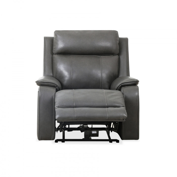 Fauteuil inclinable electrique a mouvement coulissant Marlow de 37 po en cuir assorti avec USB/USB-C - Charbon